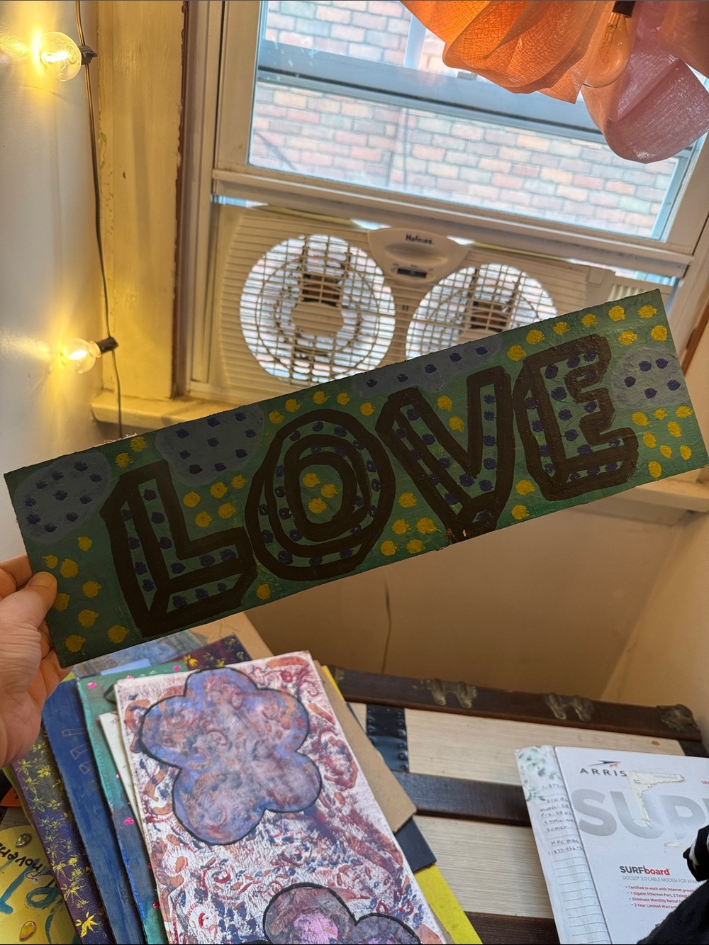 Handpainted Green LOVE Wall Sign - Decorative Home Wall Decor
